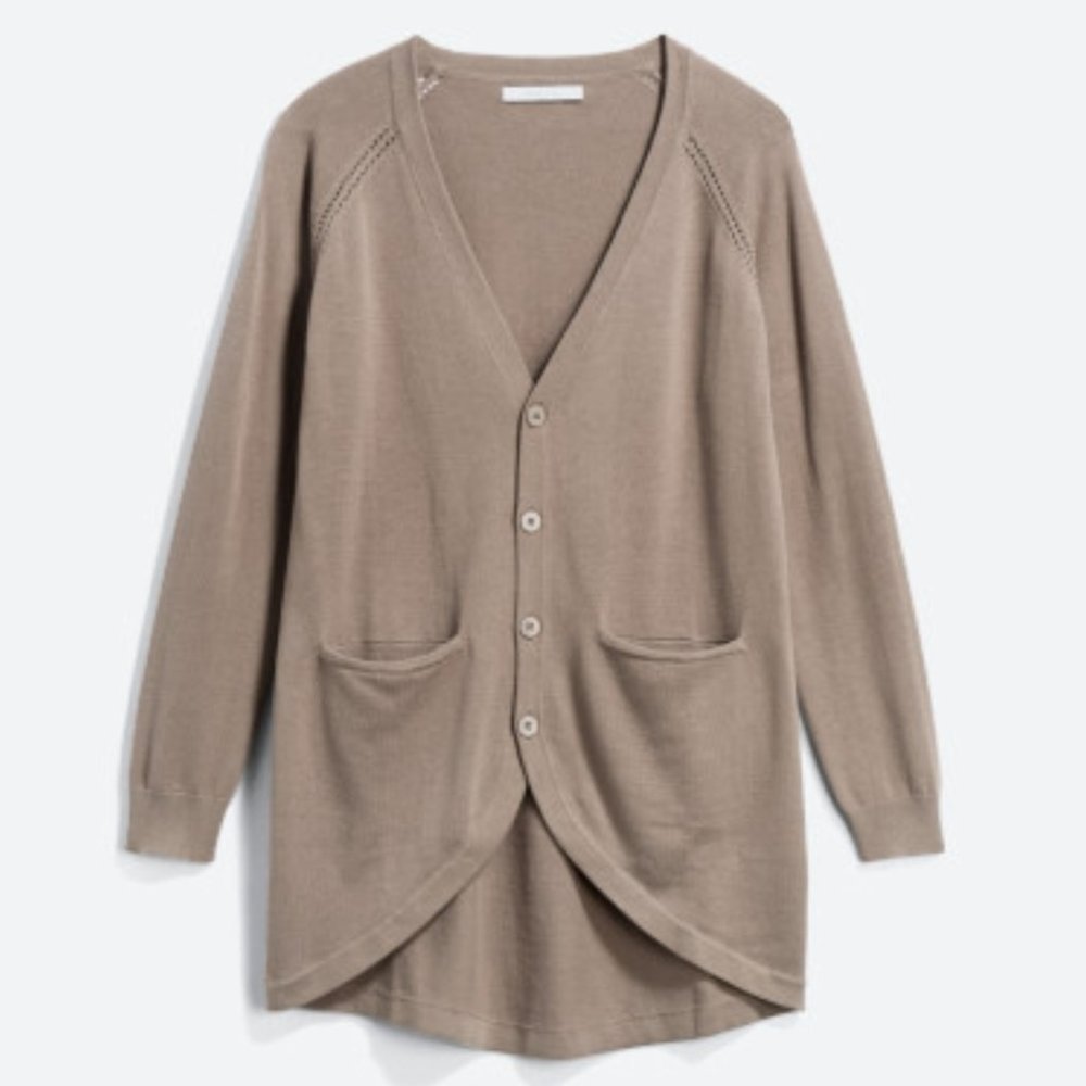 Adler Curved Hem Button Up Cardigan - Size M - Taupe - Worn Only Once!